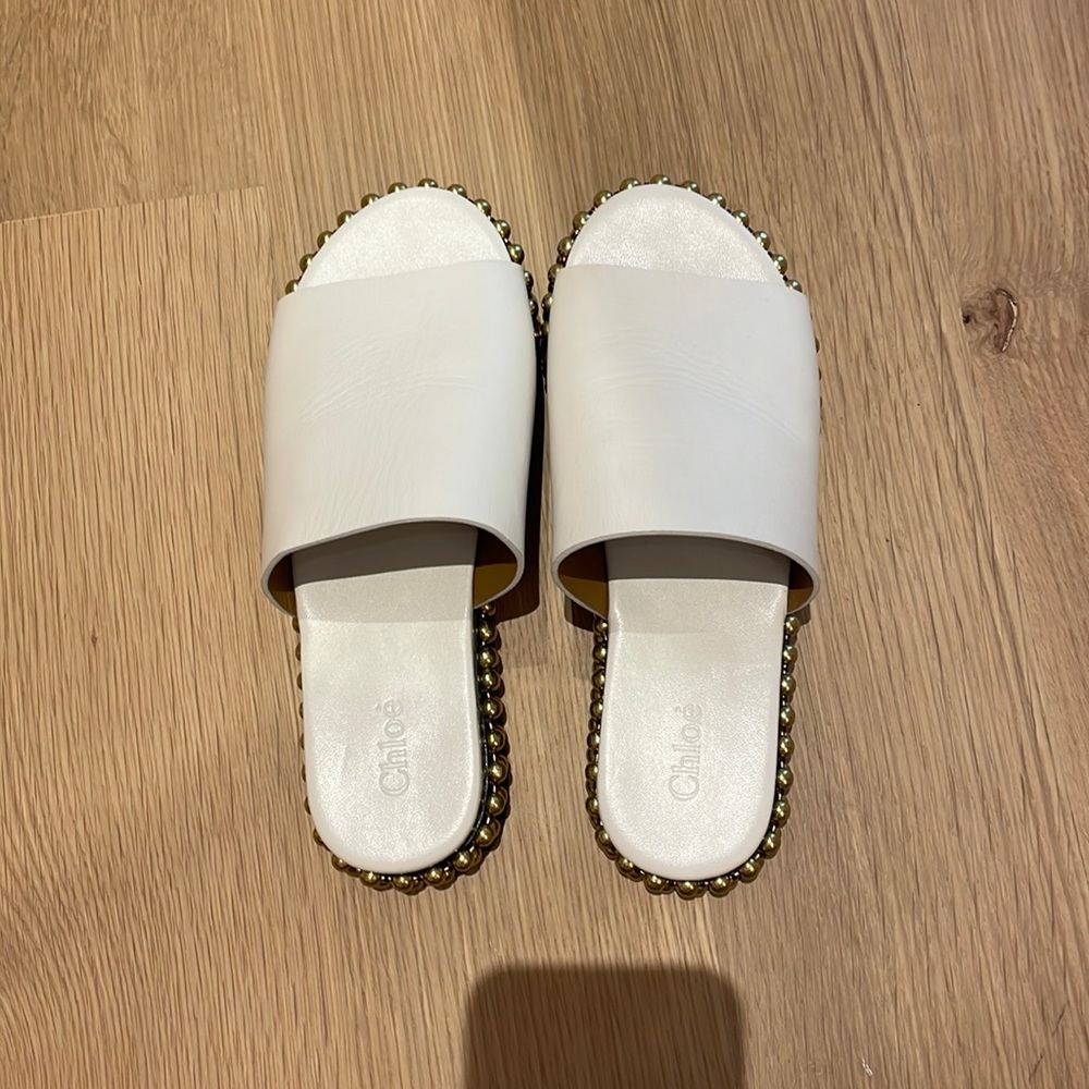 CHLOÉ sawyer slides leather studded